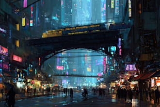 create sci fi city art for you