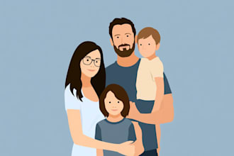 turn your family photo to be a minimalist vector portrait