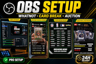 setup obs for whatnot vertical stream, card break,and auction livestream