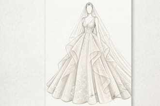 create professional fashion illustrations and dress sketche