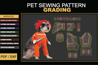 do professional dog clothing pattern grading and sizing charts