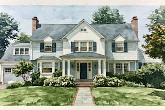 draw watercolor house illustration  style