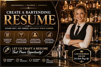 create your resume focused on bartending