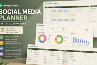 design google sheets social media planner content calendar template spreadsheet