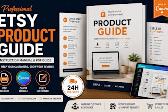design an etsy product guide, instruction manual and branded PDF in canva