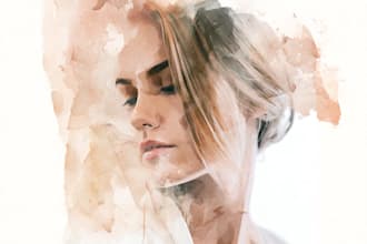 minimalist watercolor portraits from your photos