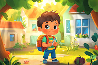 create whimsical children book illustration