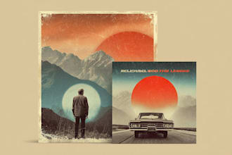 design a vintage album cover with a retro aesthetic