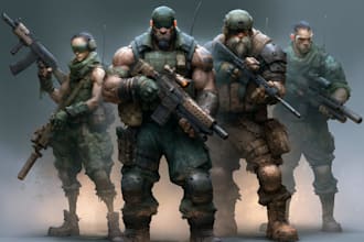 draw 2d game art military character design