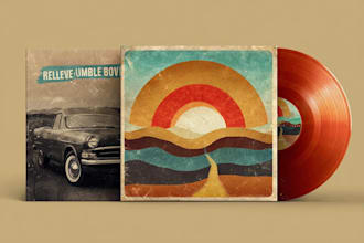 design vintage punk album cover design, retro indie rock artwork