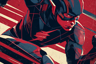 illustrate a superhero comic cover art