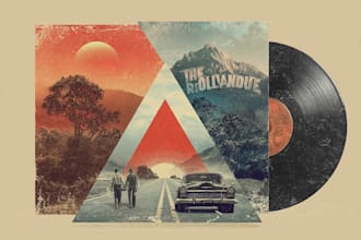 design vintage punk album cover design, retro indie rock artwork