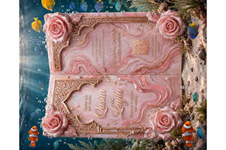 design luxury 3d resin underwater wedding invitation with gold foil and ar qr