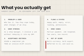 write a clear prd and product spec for your app or saas