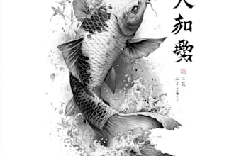 design professional japanese, asian style tattoo design