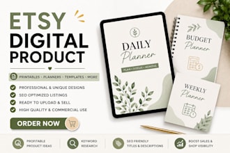 create etsy digital products, etsy shop setup and etsy SEO