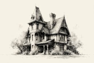 draw a sketch of a house portrait or architectural