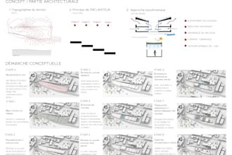 design a professional architectural presentation board