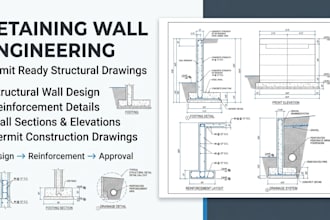 prepare retaining wall engineering drawings, sections and reinforcement details