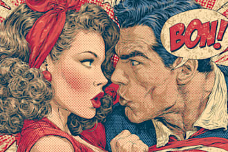 create distressed vintage retro comic art for tshirt