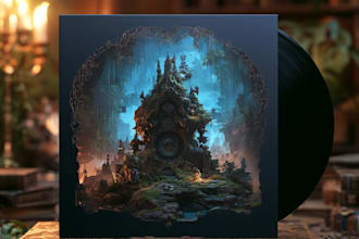 create dark fantasy art illustration for albums cover