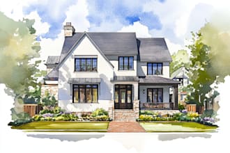 make  watercolor house painting