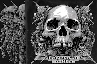 draw detailed dark art illustration for t shirt design