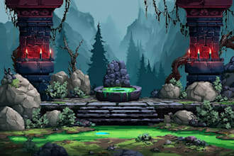design 2d game concept art background and environment