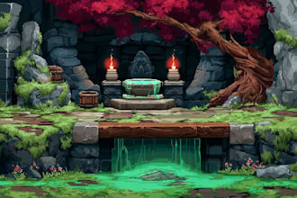 design 2d game concept art, background and environment