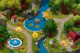 illustrate 2d environment concept art and backgrounds