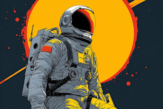 create custom astronaut illustration in vintage and modern style