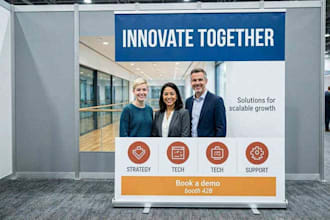 design a trade show banner, conference rollup or poster