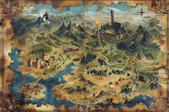 illustrate medieval fantasy and sci fi maps
