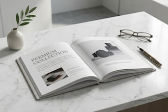 design a luxury product catalog, high end lookbook, and corporate brochure