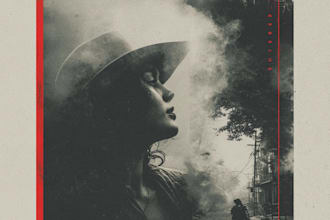 create collage retro album cover art design