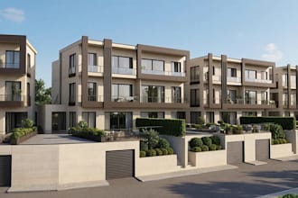 remodel 3d modern villa complex,condo apartment exterior,architect 3d rendering