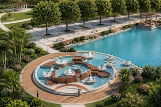 design backyard,park landscape renders and layout plans