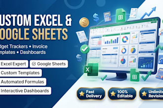 design editable excel, google sheets budget spreadsheet or invoice template