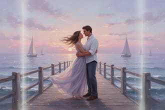 create magical romantic couple portraits like this sunset beach scene