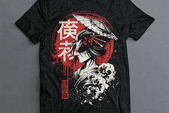 create stunning japanese style tattoo t shirt design