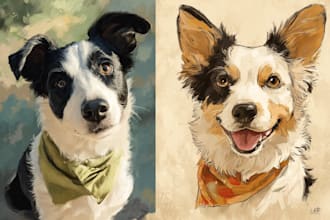 illustrate a pet portrait with disney style
