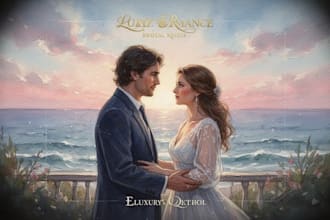 create custom digital wedding cards with illustrated couple portraits