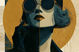create vintage modern art deco illustration poster design
