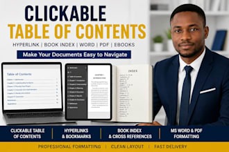 create clickable table of contents, hyperlink index for word PDF ebook and books