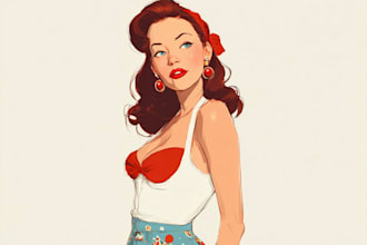 create an illustration of a pin up girl model pinup