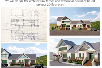 exterior facade design and realistic renders