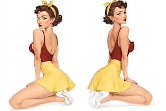 pin up girl and pin up girl illustration