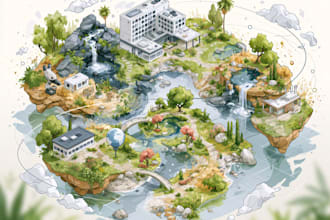 draw a unique vector or isometric map