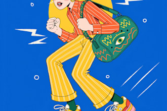 draw in comic style and retro colors