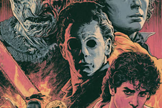 do 70s 90s horror vintage poster comic illustration retro poster movie poster